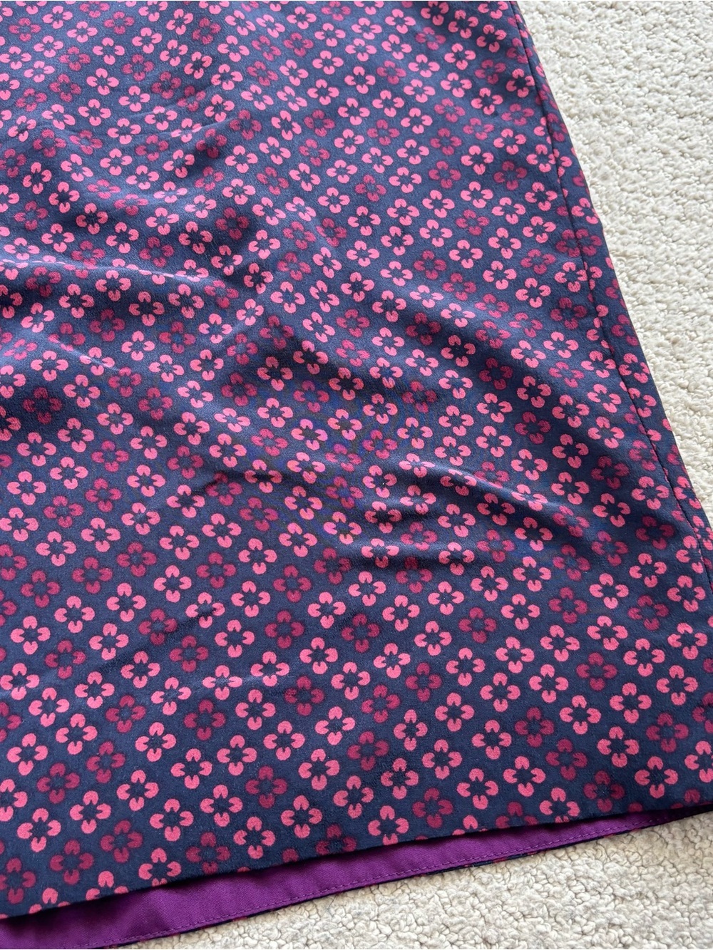 Madewell Purple Patterned silk V-Neck Ruffle Sleeve Mini Dress - Picture 5 of 6